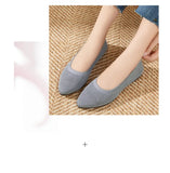 Soft-soled single shoes spring summer solid color pointed toe flat heel casual breathable women's openwork knit MartLion   