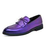Tassel Men's Oxfords Dress Shoes Bow Formal Casual Footwear Slip On Party Pointed Toe Mart Lion purple 6.5 