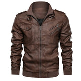Leather Jackets Men's Casual Cowhide PU Leather Hooded Autumn Winter Coats Warm Vintage Motorcycle Punk Overcoats MartLion Brown Without Hood S CHINA
