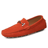 Genuine Leather Men's Loafers Casual Shoes Boat Driving Walking Casual Loafers Handmade Mart Lion Orange 41 