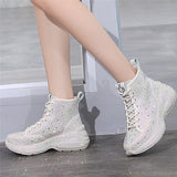 Spring Autumn Full Diamond Casual Shoes Crystal Platform Sneakers Ladies Footwear Woman Platform Tennis Mart Lion   