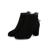 Elegant Blue Beige Women Ankle Chelsea Boots Lady Party Shoes 3 Inch Heels MartLion Black Thick Lining 14 