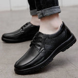 Genuine Leather Shoes Flat Men's Casual Shoes Cowhide Footwear Soft Black MartLion   