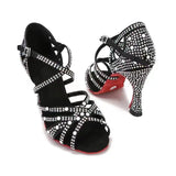  Pearl Black Latin Dance Shoes for Women Summer Soft Bottom Indoor Jazz Tango Salsa High Heels Sandals Party MartLion - Mart Lion