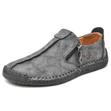 Men's Handmade Casual Shoes Outdoor Flat Driving Shoes Leather Loafers Moccasins Sneakers MartLion GRAY 38 