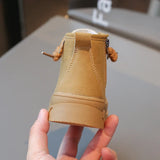 Children Short Boots for Girls Winter Style Soft Bottom Anti-slippery Versatile Chic Leather Shoe MartLion