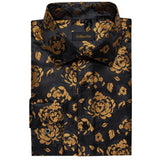 Men's Floral series Shirts Black Gold Luxury Shirt Daily Wearing Casual Long Sleeves Blouse MartLion   