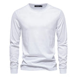  Solid Color Cotton T Shirt Men's Casual O-neck Long Sleeved Spring Autumn Basic MartLion - Mart Lion