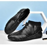 Men's Boots Casual Motorcycle Winter Shoes Waterproof Sneakers Luxury Footwear Black Gentleman Plush Ankle Boots MartLion   