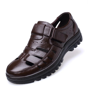 Genuine Leather Sandals Men's Summer Shoes Non-slip Soft Casual Footwear MartLion Brown 10 
