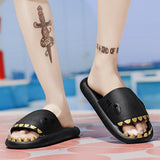 Breathable Men's Slippers Summer Outdoor Slides Massage Flip Flops Non-slip Flat Beach Sandals Shark Sneakers Shoes Mart Lion   