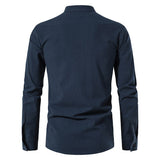 Men's Casual Blouse Cotton Linen Shirt Tops Long Sleeve Tee Shirt V-neck shirt Vintage Thin Mart Lion   