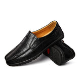 man shoes  Leather Men Casual Shoes  Men's  Breathable Slip on Black Driving Shoes MartLion   