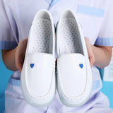 Women's Shoes Soft-soled Work White Slope Heel Increased Leather Deodorant Hospital Nurse MartLion   