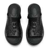 Men's Leather Sandals Slides Summer Casual Slip On Shoes Soft Hombre Anti-Skid MartLion   