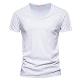 100% Cotton Men's T-shirt Cut Design Slim Fit Soild Tops Tees Brasil Short Sleeve Mart Lion F037-V-white CN Size XL 72-80kg 