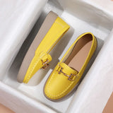 Shoes For Women Summer Leather Slip On Beige Casual Walking Ladies Non-Slip Soft Sole Loafers MartLion Yellow 39 insole 24.5cm 