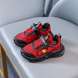 LED Casual Sneakers Red Black For Spring Boys Cartoon Mesh Outdoor Shoes Children Lighted Non-slip MartLion Red 21-Insole 13.3 cm 