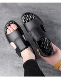 Summer Men's Roman Sandals Hollowed Out Breathable Casual White Sandals Casual Non-slip Soles Leather Shoes MartLion   
