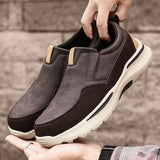 Leather Men's Casual Shoes Brown Black Slip On Sneakers Outdoor Jogging Lightweight Running Sport Mart Lion   