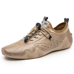 Leather Casual Shoes Men Sneakers Flat  Men  Shoes  Footwear MartLion Beige 38 