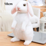 Lovely Fluffy Lop-eared Rabbits Plush Toy Baby Kids Appease Dolls Simulation Long Ear Rabbit Pillow Kawaii Christmas Gift MartLion stand white  