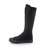 High Top Elevated Casual Sports Shoes Versatile Soft Sole Canvas Flat Sole Women's Singles MartLion black 37 