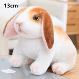 Lovely Fluffy Lop-eared Rabbits Plush Toy Baby Kids Appease Dolls Simulation Long Ear Rabbit Pillow Kawaii Christmas Gift MartLion squat brown white  