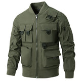 Men's Spring Autumn Bomber Jackets Multi-pocket Military Cargo Coats Outdoor Camping Hiking Windproof Tactical Pilot Outwear MartLion Army Green M 