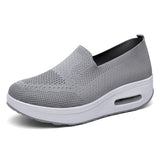 Women Flat Sneakers Comfy Light Thick Sole Breathable Mesh Female Shoes Slip-On Durable Spring Stylish Trend Leisure Flats MartLion grey 35 