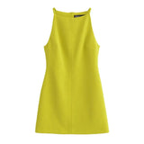 Dresses Women's Summer  Chic Slim Mini Holiday Women Dress MartLion Yellow L 