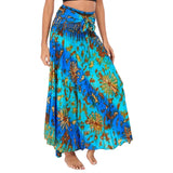 Summer Long Skirts Women Bottom Vintage Two Way Wear Beach Dress MartLion S01202-blue green One Size 