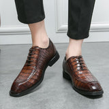 British Style Men's Oxfords Plaid Leather Shoes Dress Shoes Elite Formal Mart Lion   