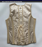 Men's Corset Vest Lace Up Bones Formal Waistcoat Beige Floral Waist Trainer Dress Vest For Wedding Party Tight Tops MartLion   