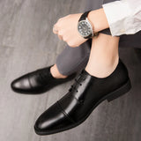 Classic Italian Style Career Office Leather Shoes Pointy Toe Wedding Dress Shoes Men MartLion   