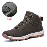 Winter Warm Men's Boots Genuine Leather Fur Plus Snow Handmade Waterproof Working Ankle Shoes MartLion 02 Dark Brown 7 