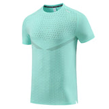 Print Gym Shirts Running Casual Outdoor Jogging Breathable Workout Short Sleeves Nylon Quick Dry Training MartLion lightgreen M 