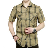 Short Shirt Casual Style Obesity Men's Summer Pure Cotton Plaid Loose Short Sleeve Shirts Man MartLion   