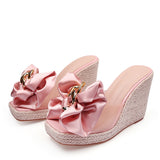 Liyke Wedges Slippers Women Summer Pink Butterfly-knot Designer Sandals Platform Heels Female Shoes Mart Lion Pink 34 China