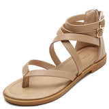 Casual Flat Rome Sandals Women Shoes Summer  Gladiator Bohemia Ladies Back Zipper MartLion apricot 41 