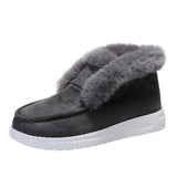 Ladies Ankle Boots Women Winter Warm Plush Fur Snow Suede Leather Shoes Ladies Slip Footwear MartLion   