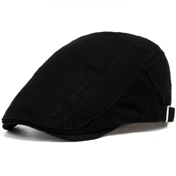 Classic Solid Color Men's Casual Berets Vintage Cotton Visor Caps Men's Retro Flat Hats Brand Summer Beret MartLion   