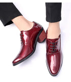 Classic Glitter Leather Men's Dress Shoes Red Mirror Luxury Men's Increasing-height Heel Footwear MartLion   