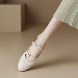 Spring Women Flats Shoes for Round Toe Chunky Heel Retro Low Heel Mary Janes Genuine Leather MartLion   