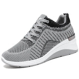 Design Women Casual Shoes Height Increasing Sport Wedge Air Cushion Sneakers Zapatos De Mujer MartLion Gray 36 