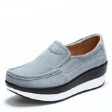 Autumn Shoes Platform Shoes Cow Suede Leather Flats Thick Sole Women's Loafers Moccasins MartLion GRAY 35 
