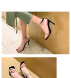 Rhinestones High Heels Ankle Strap Sandals Women Stiletto Party Shoes Clear Heels Shoes Mart Lion   