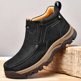 Men's Boots Genuine Leather Rubber Ankle Outdoor Hiking Shoes Climbing MartLion black 6.5 