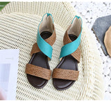 Fish Mouth Leather Platform Women's Sandals Weave Wedge Heel Ladies Shoes Zipper Casual Beach Roman MartLion   