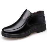 Genuine Leather Shoes Men's Winter Boots Warm Cotton Cold Winter Cow Footwear MartLion Black 10 